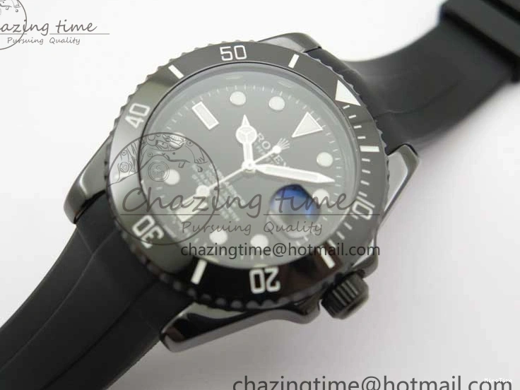 MiroTime 0122 Submariner 40mm Black Ceramic 5GF Best Edition Black Dial on Black Rubber Strap SA Unique 2464